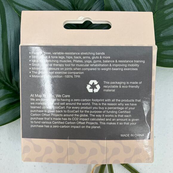 Maji Sports 3 Set Pink Yellow Blue Stretch & Exercise Latex Free Resistance Band - Picture 3 of 10